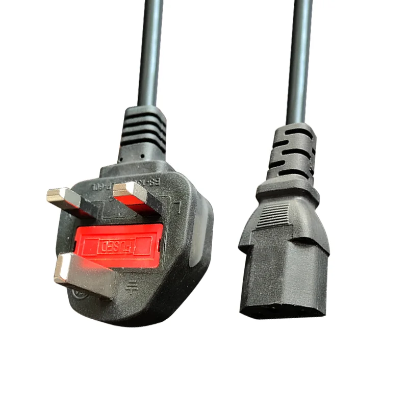 Copper 1.5m British Stan. Three-plug C13 Strap Fuse Laptop Cable